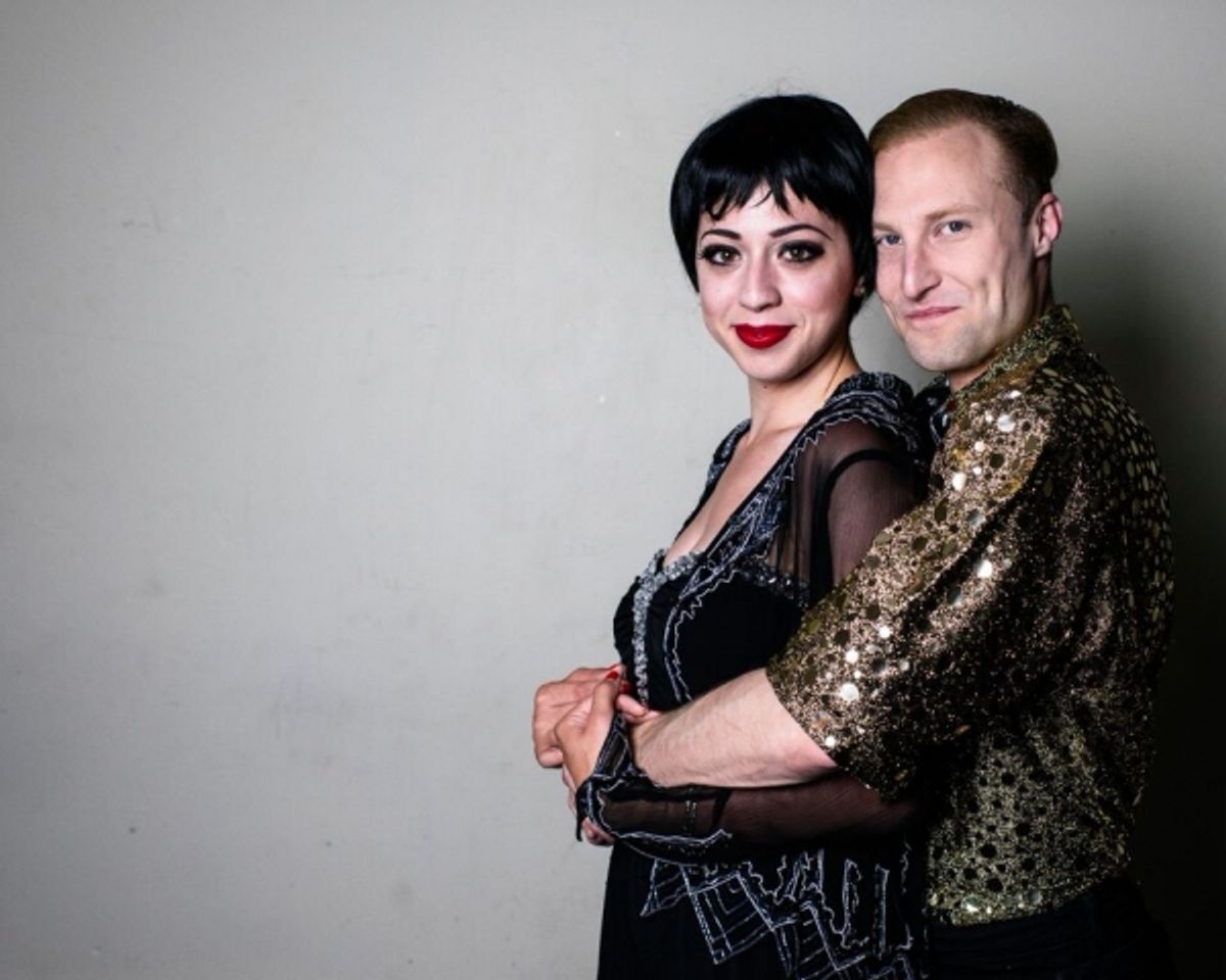 Michelle Lauto as Liza, and Chris Logan as Peter Allen at 