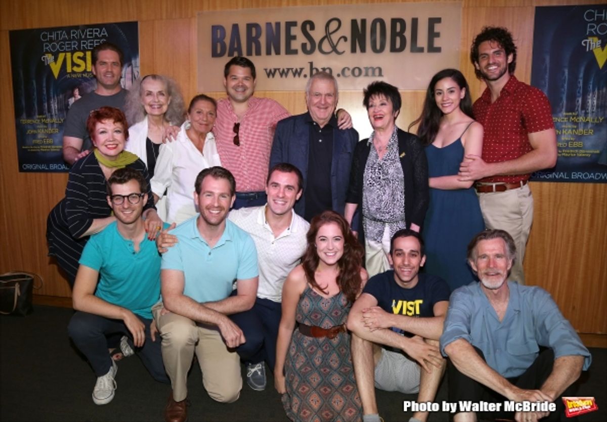 John Kander and Chita Rivera with cast at 
