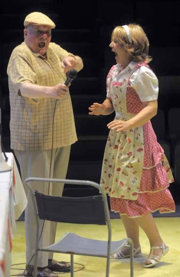 Russell Dixon as Gosforth and Emma Manton as Milly Photo