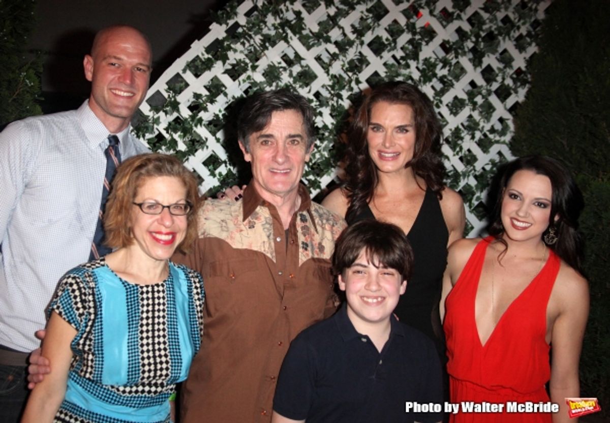 Zachary James, Jackie Hoffman, Roger Rees, Adam Riegler, Brooke Shields & Rachel Potter.attending the After Performance Reception for Brooke Shields debut in ''The Addams Family'' at the Empire Hotel Roof in New York City. at 