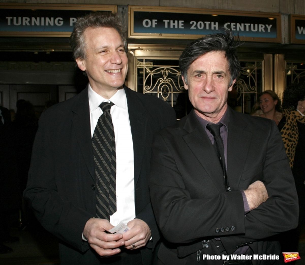 Rick Elice & Roger Rees arriving for the Opening Night Performance of THE FARNSWORTH INVENTION at the Music Box Theatre in New York City.December 3, 2007 at 