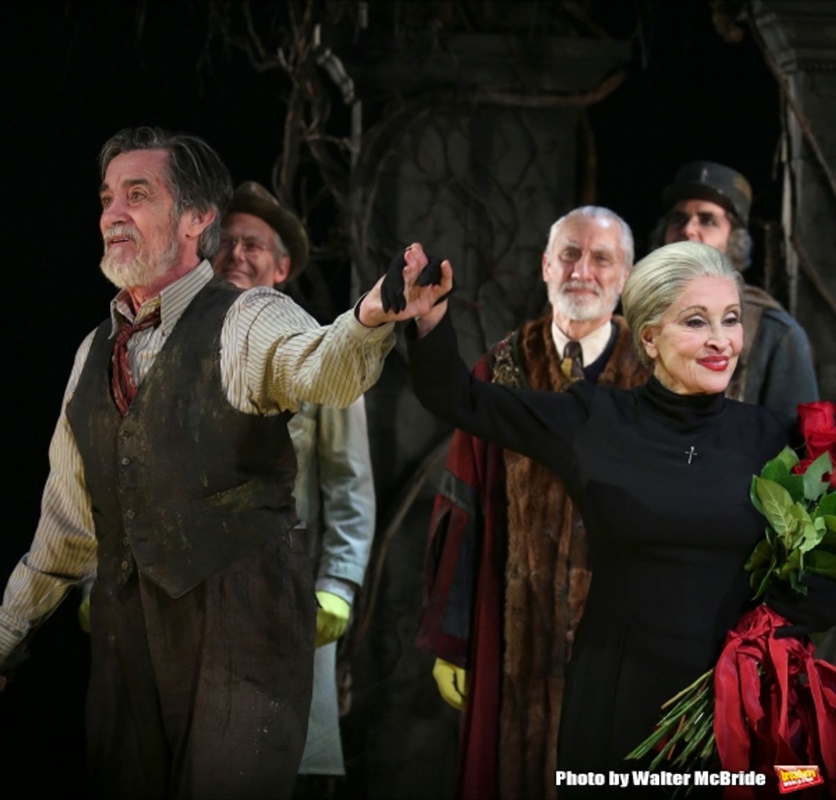 Roger Rees and Chita Rivera during the Broadway Opening Night Performance Curtain Call for ''The Visit''  at the Lyceum Theatre on April 23, 2015 in New York City. at 