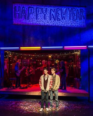 Curt Hansen and Ryder Bach (foreground); Band members Janet Robin, Vivi Rama and Julie Wolf (background) @ BroadwayWorld Curt Hansen and Ryder Bach (foreground); Band members Janet Robin, Vivi Rama and Juli Photo