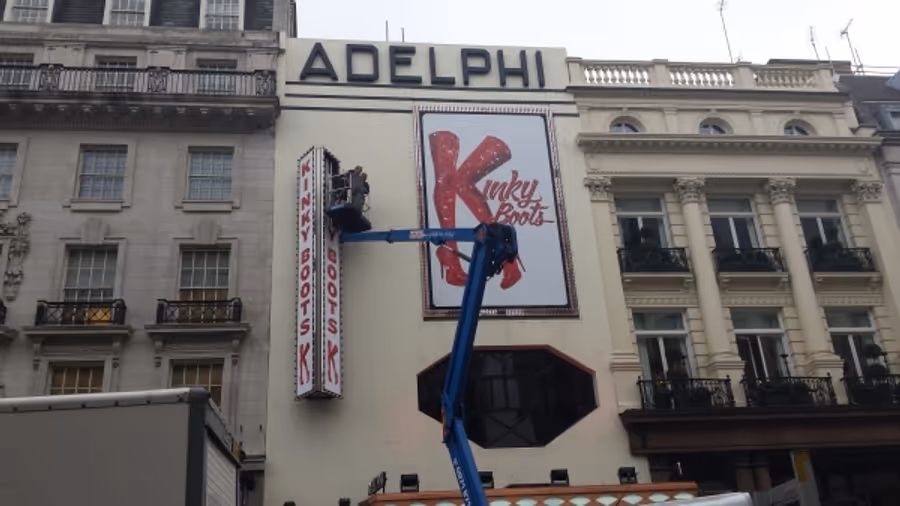 Photo Coverage: Marquee Is Up At The Adelphi For KINKY BOOTS! Image