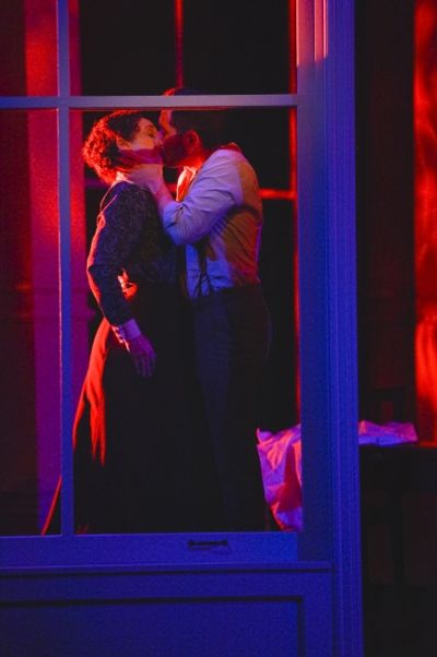 Sarah (Megan McGinnis) and Vincenzo (Zachary Prince) share a final kiss Photo