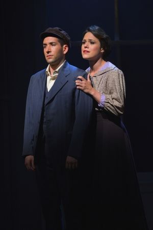 Vincenzo (Zachary Prince) is warned by his sister Theresa (Laura D''Andre) about falling in love with a Jewish girl @ BroadwayWorld Vincenzo (Zachary Prince) is warned by his sister Theresa (Laura D''Andre) about fall Photo