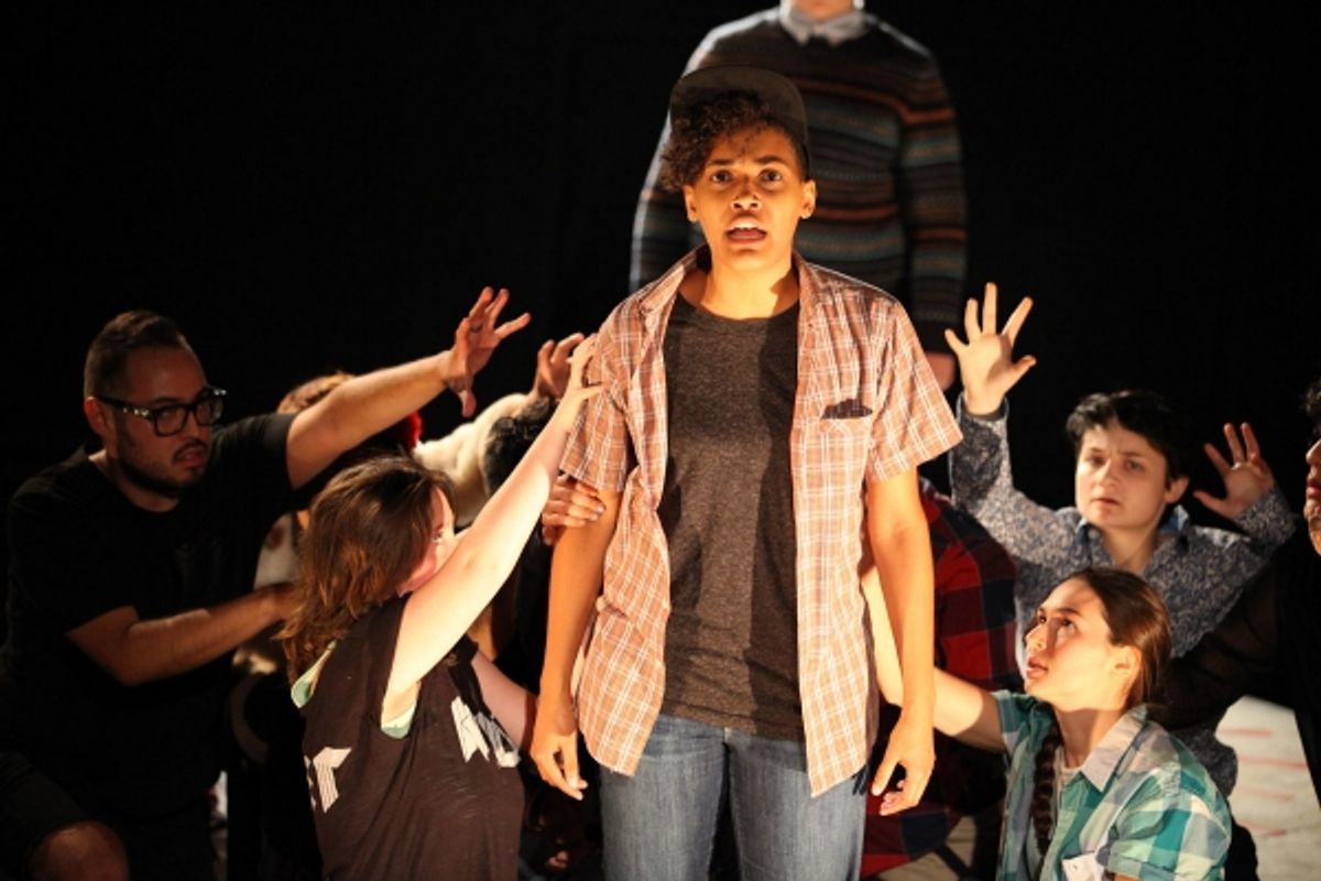 Kyla Norton with the cast of About Face Youth Theatre Ensemble&#39;s 15 BREATHS at 