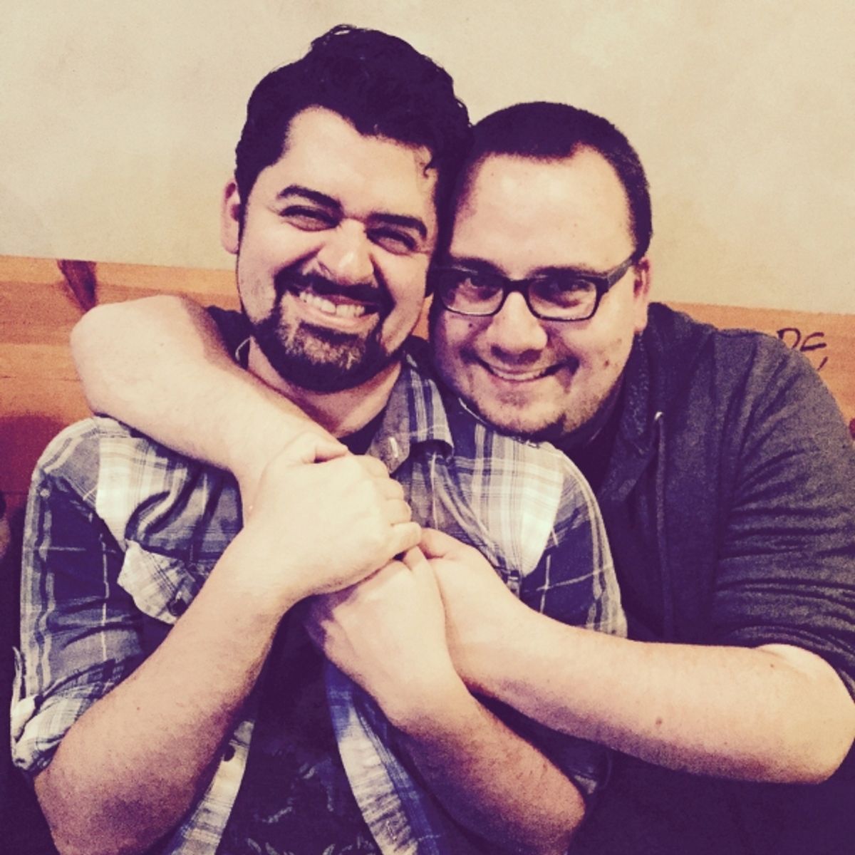 Danny [casting director] and William [director] celebrate. at 