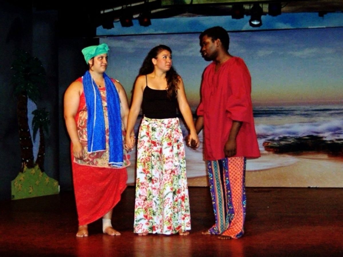 Amanda Boyer (Mama Euralie), Olivia Clavel-Davis (Ti Moune, Robinson Donazal (Tonton Julian) at 