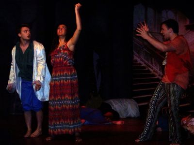 Steven Munoz (Daniel), Olivia Clavel-Davis (Ti Moune), Joshua Boyer (Papa Ge) Photo