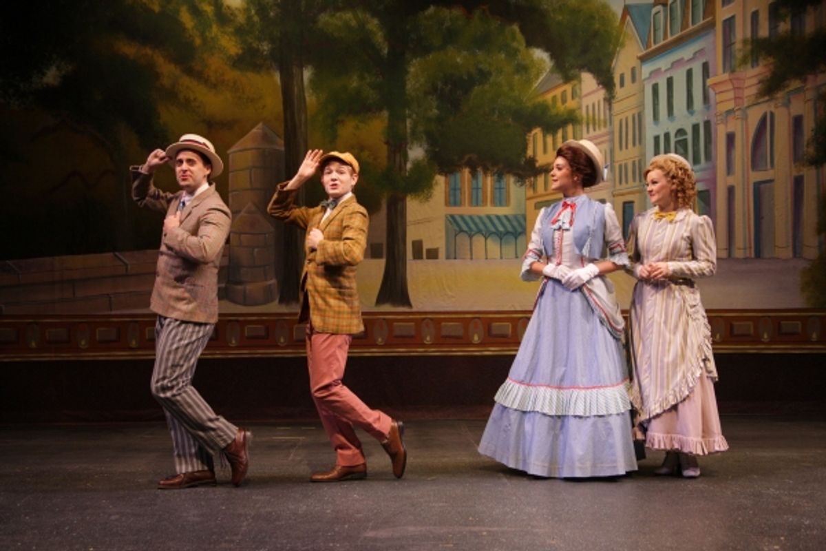 Romance is in the air in 1890s Yonkers when Minnie Fay (Daisy Wright) meets Barnaby Tucker (Patrick Garr) and Irene Molloy (Kerry Conte) meets Cornelius Hackl (Steve Hitchcock) at 