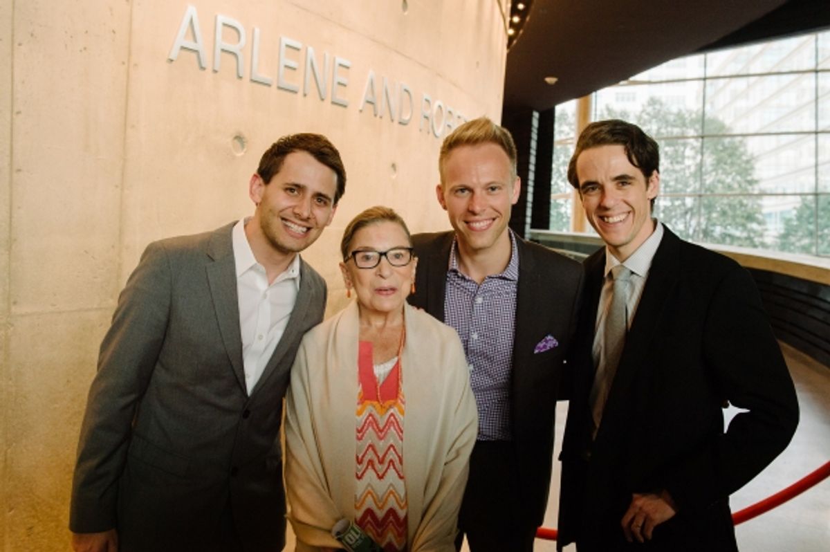 Benj Pasek, Justice Ruth Bader Ginsburg, Justin Paul and Steven Levenson at 