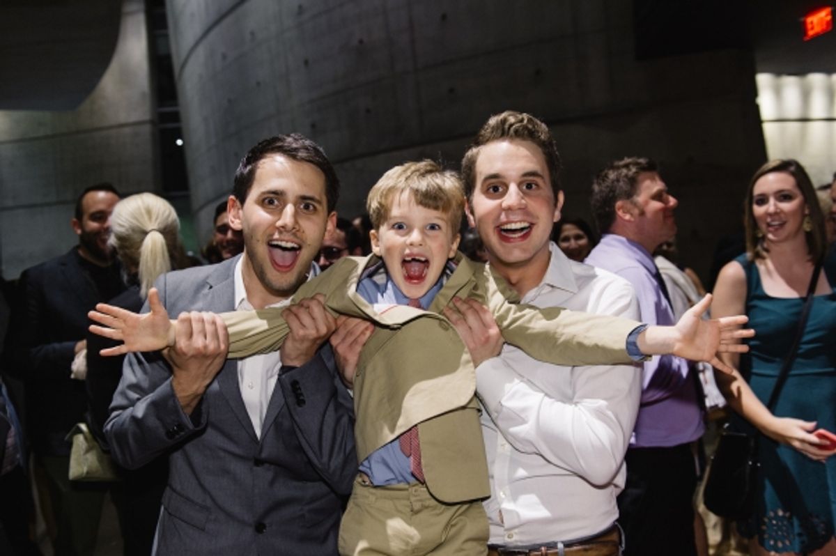 Benj Pasek, Iain Armitage and Ben Platt at 
