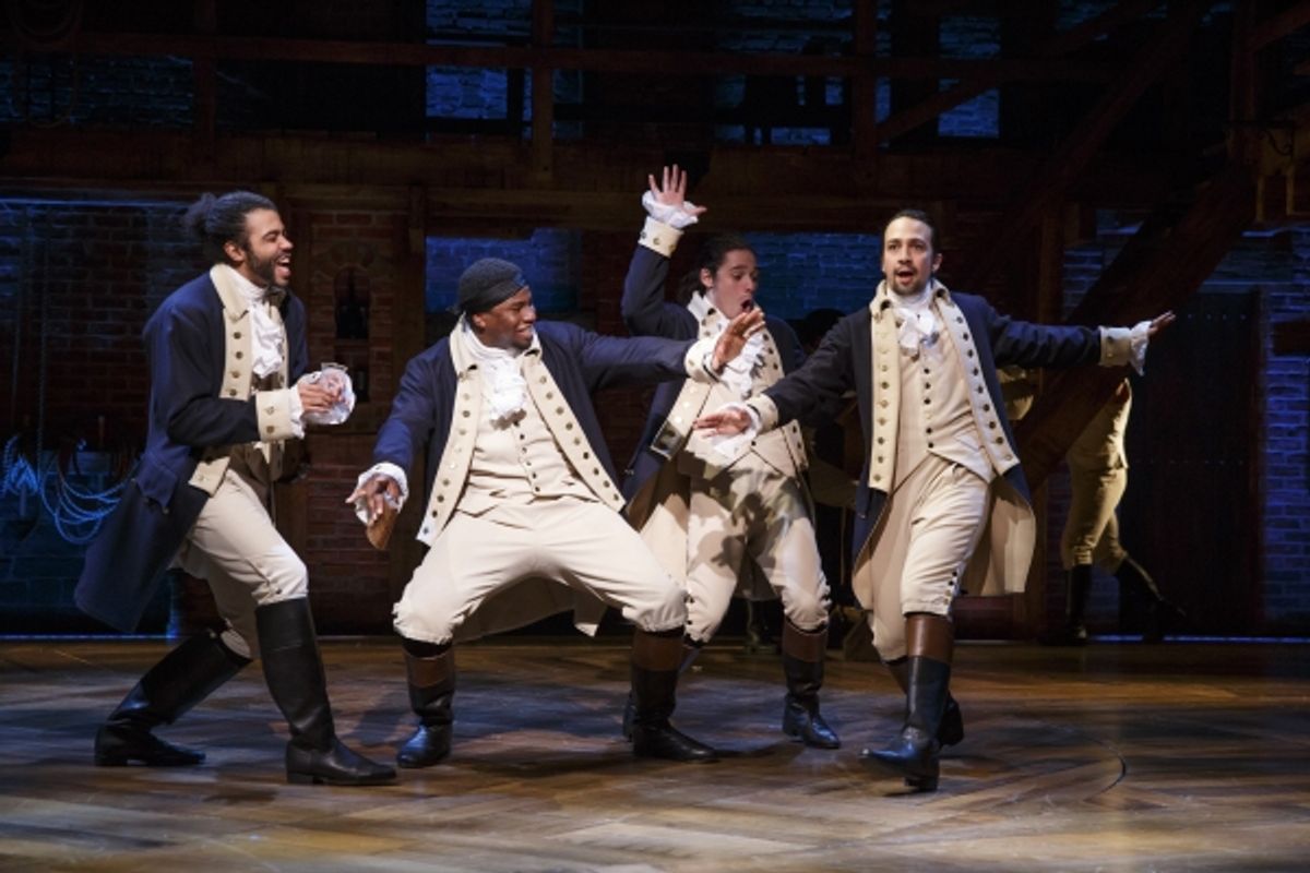 Daveed Diggs, Okieriete Onaodowan, Anthony Ramos, and Lin-Manuel Miranda at 