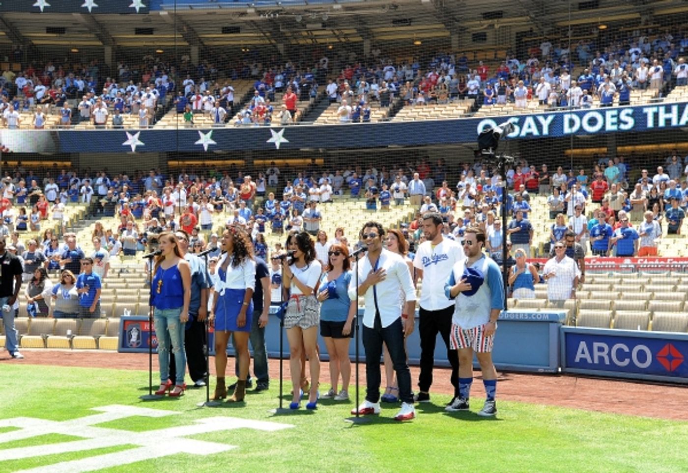 Photo Flash: Rockwell's ROMEO + JULIET - LOVE IS A BATTLEFIELD Cast Sings National Anthem at L.A. Dodgers Game Photo Flash: Rockwell's ROMEO + JULIET - LOVE IS A BATTLEFIELD Cast Sings National Anthem at L.A. Dodgers Game Image