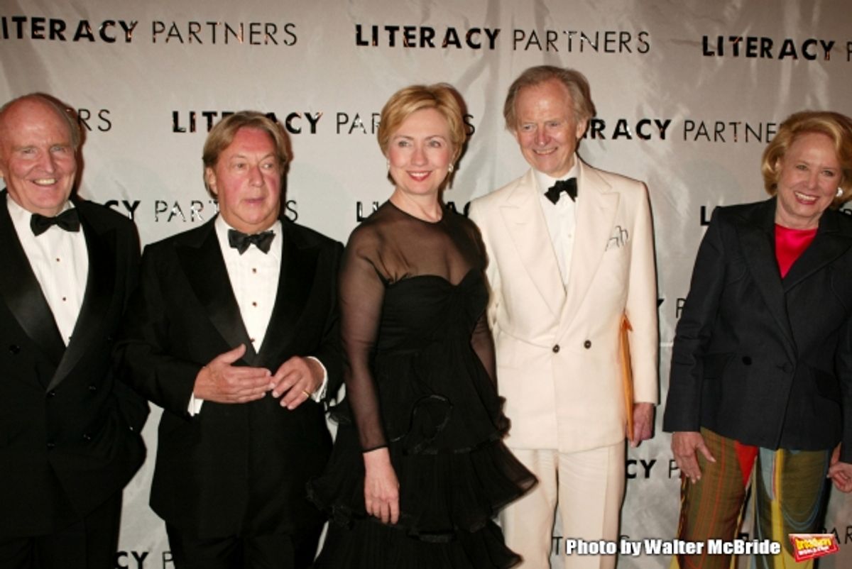 Jack Welch, Arnold Scaasi, Hillary Rodham Clinton, Tom Wolfe and Liz Smith at 