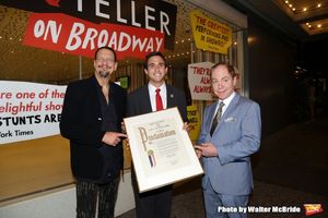 Penn & Teller accept a proclamation from Ken Kallos @ BroadwayWorld Penn & Teller accept a proclamation from Ken Kallos Photo