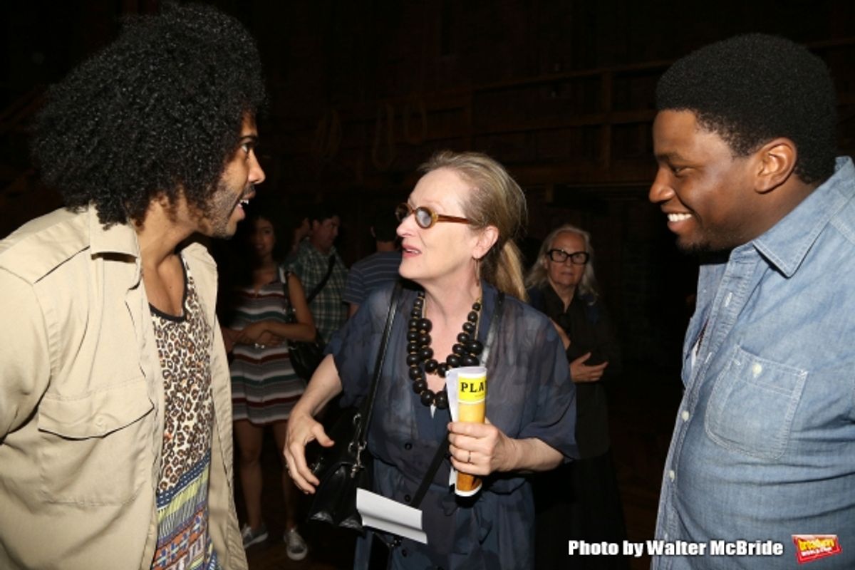 Meryl Streep visits Daveed Diggs and Okieriete Onaodowan at 