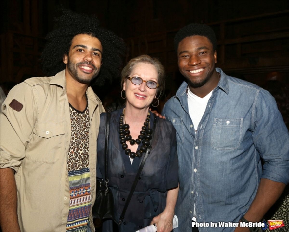 Meryl Streep visits Daveed Diggs and Okieriete Onaodowan at 