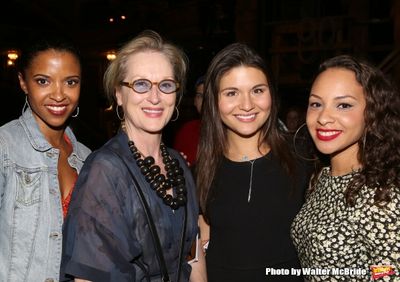 Meryl Streep visits Renee Elise Goldsberry, Phillipa Soo and Jasmine Cephas Jones Photo