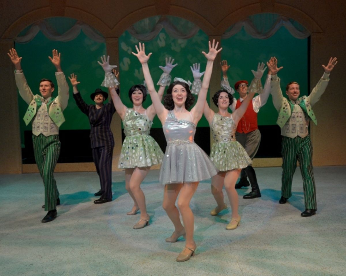 Darien Crago (center as Ginger Rogers) and ensemble perform 'We're In The Money' at 