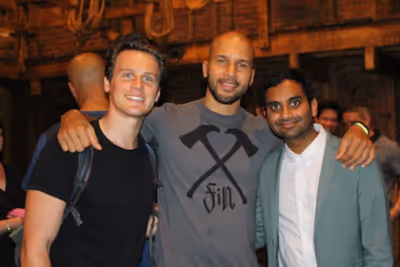 Jonathan Groff, Sydney James Harcourt and Aziz Ansari Photo