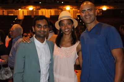 Aziz Ansari, Renee Elise Goldsberry and Christopher Jackson Photo