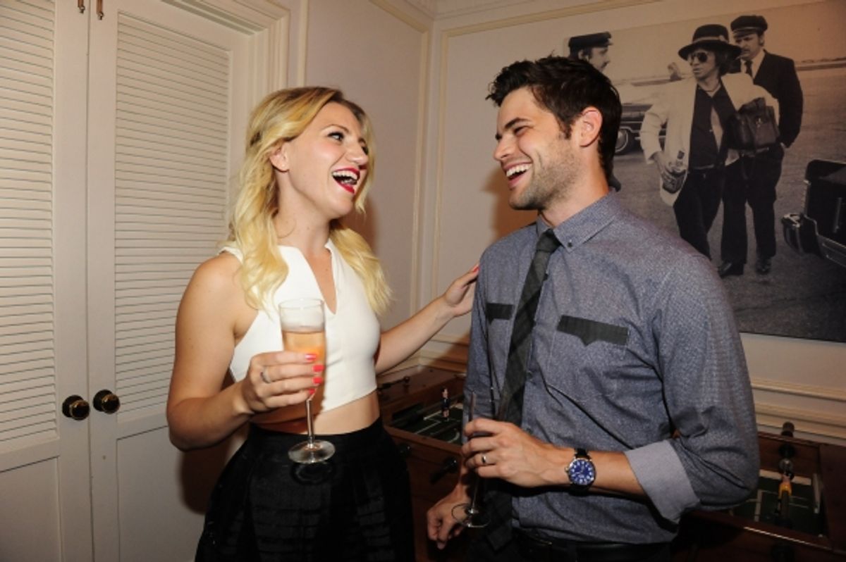 Annaleigh Ashford and Jeremy Jordan sharing a laugh at 