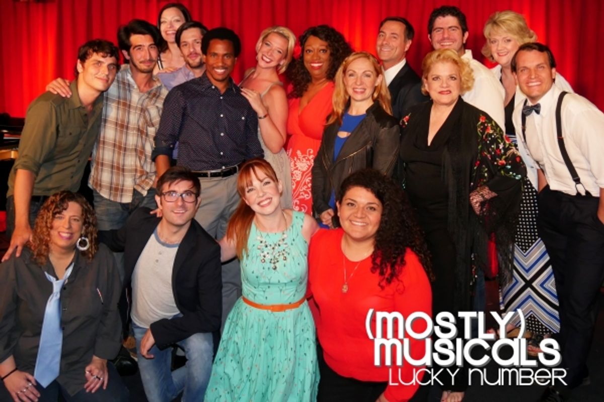 The (mostly)musicals Lucky NUMBER 13 family: standing: music director Gregory Nabours, David Crane, Heather Lake, Christopher Maikish, Eric B Anthony, Alli Miller, Sandra Benton, Christina Morrell, Tod Macofsky, Sharon McNight, Jason Peter Kennedy, Pat Wh at 