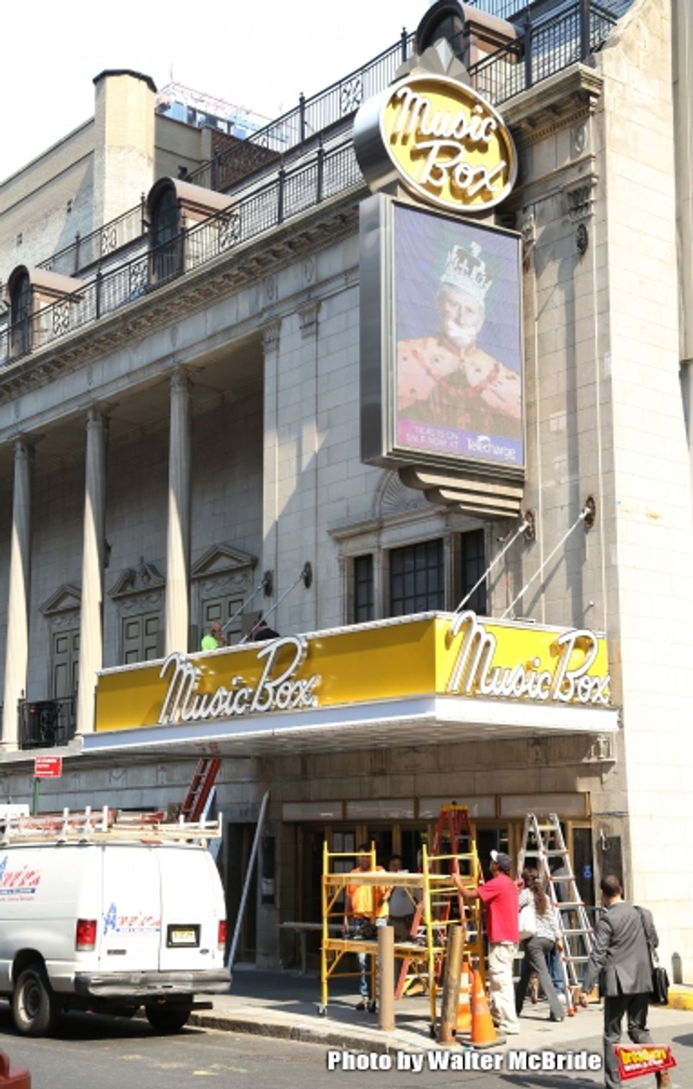 Photo Coverage: The Music Box Theatre Marquee Undergoes a Facelift, Preparing For The Arrival of KING CHARLES III Photo Coverage: The Music Box Theatre Marquee Undergoes a Facelift, Preparing For The Arrival of KING CHARLES III Image