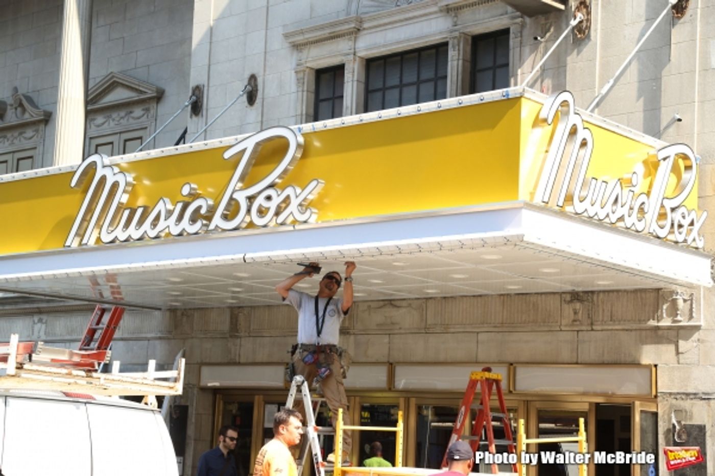 Photo Coverage: The Music Box Theatre Marquee Undergoes a Facelift, Preparing For The Arrival of KING CHARLES III Photo Coverage: The Music Box Theatre Marquee Undergoes a Facelift, Preparing For The Arrival of KING CHARLES III Image
