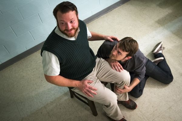 James Vesey as Michal, Jeff Ronan as Katurian Photo
