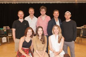 Front row: Izzie Steele, Brooke Bloom, Lucy Owen. Standing: Sean Dugan, John Sanders, Photo