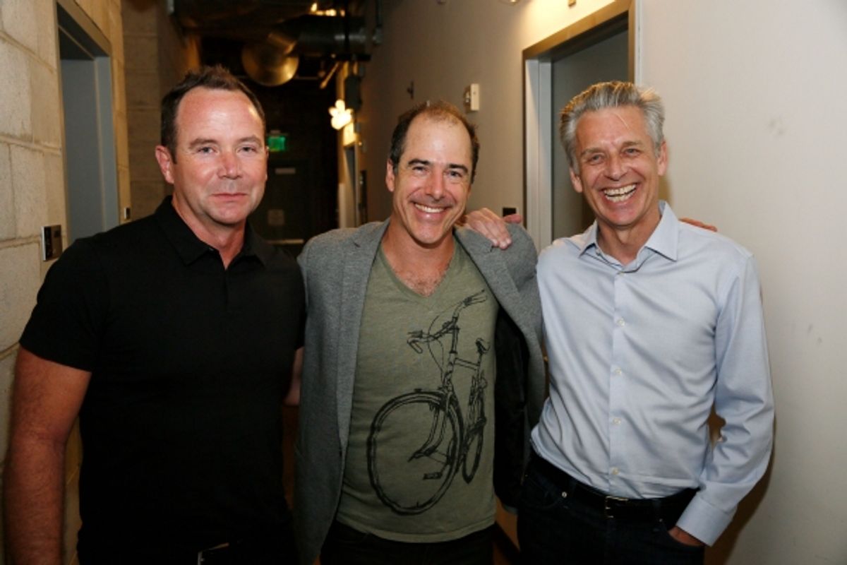 CTG Associate Artistic Director Kelley Kirkpatrick, Creator/Performer Geoff Sobelle and CTG Artistic Director Michael Ritchie at 