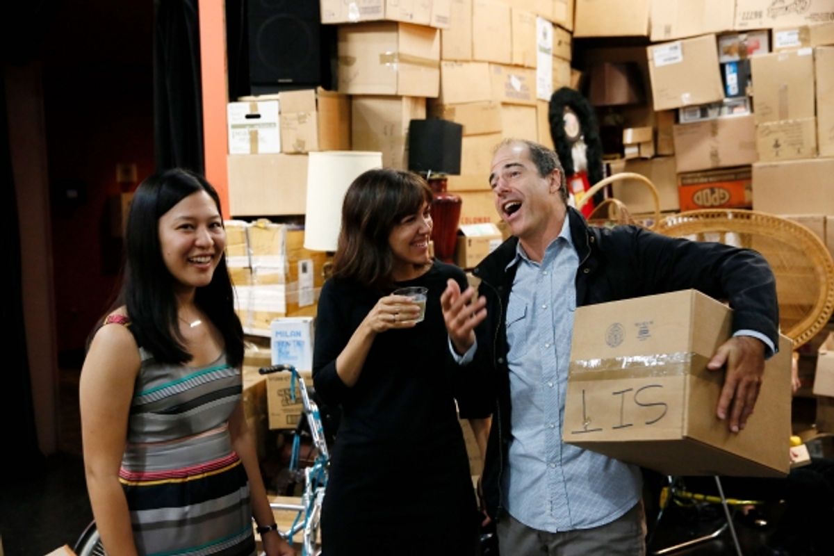 CTG staff member Mandi Or and current Taper Stage Manager Michelle Blair talk with Creator/Performer Geoff Sobelle at 