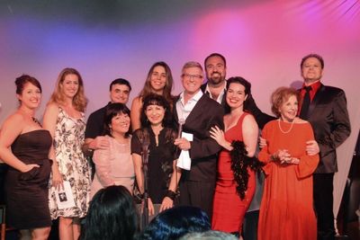 front row: Ann Harada, Janice Hall, host William V Madison, Hanna Burke, Joan Copelan Photo