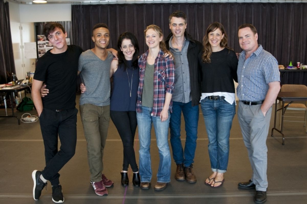 Samuel H. Levine, Nicholas L. Ashe, Director Lila Neigebauer, Marin Ireland, Playwright Abe Koogler, Natalie Gold, and Danny McCarthy at 