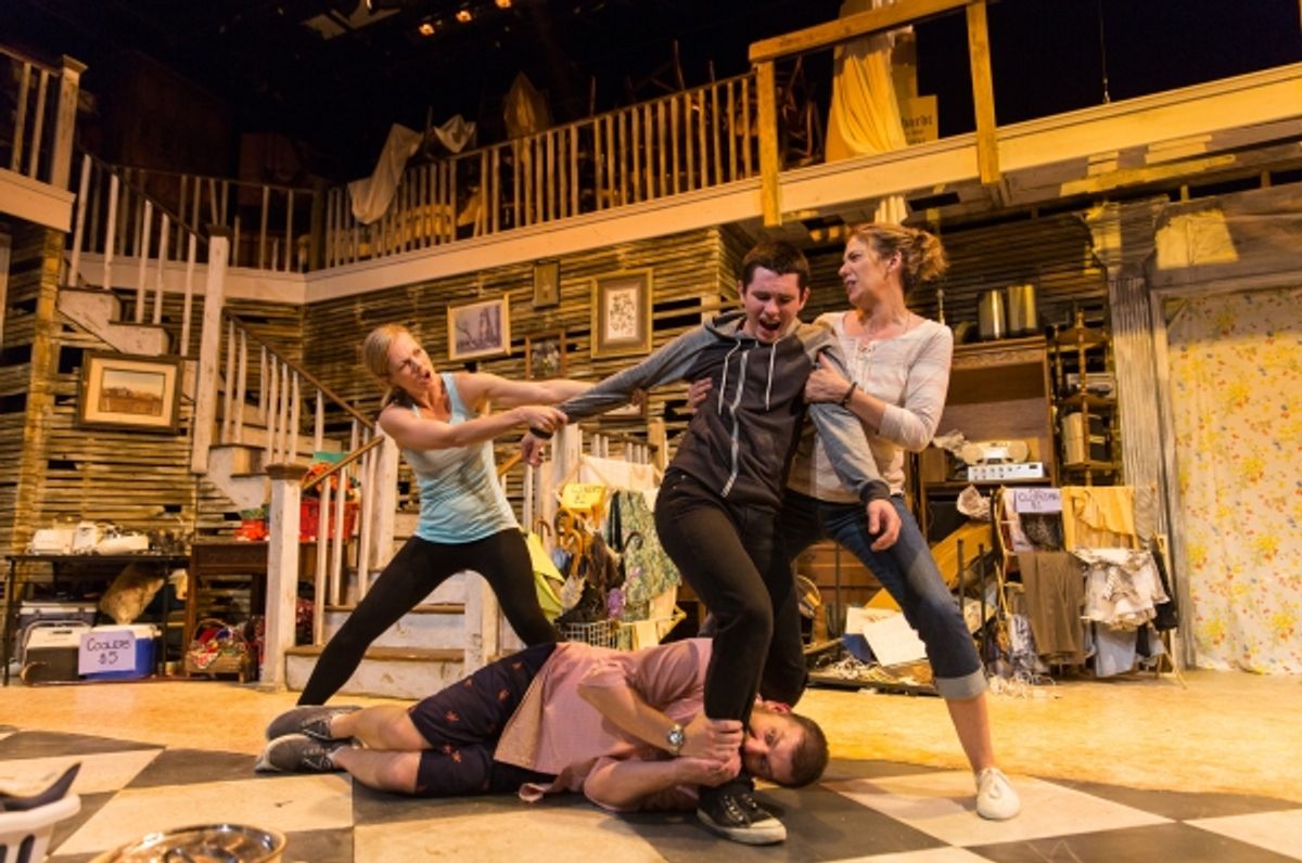 Tamara Hickey, Eliott Purcell, Melinda Lopez and Bryan T. Donovan (floor) at 