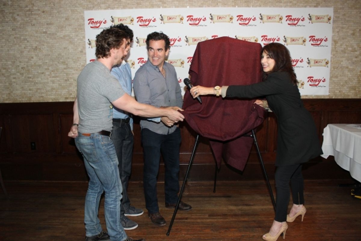 Christian Borle, John Cariani and Valerie Smaldone at 