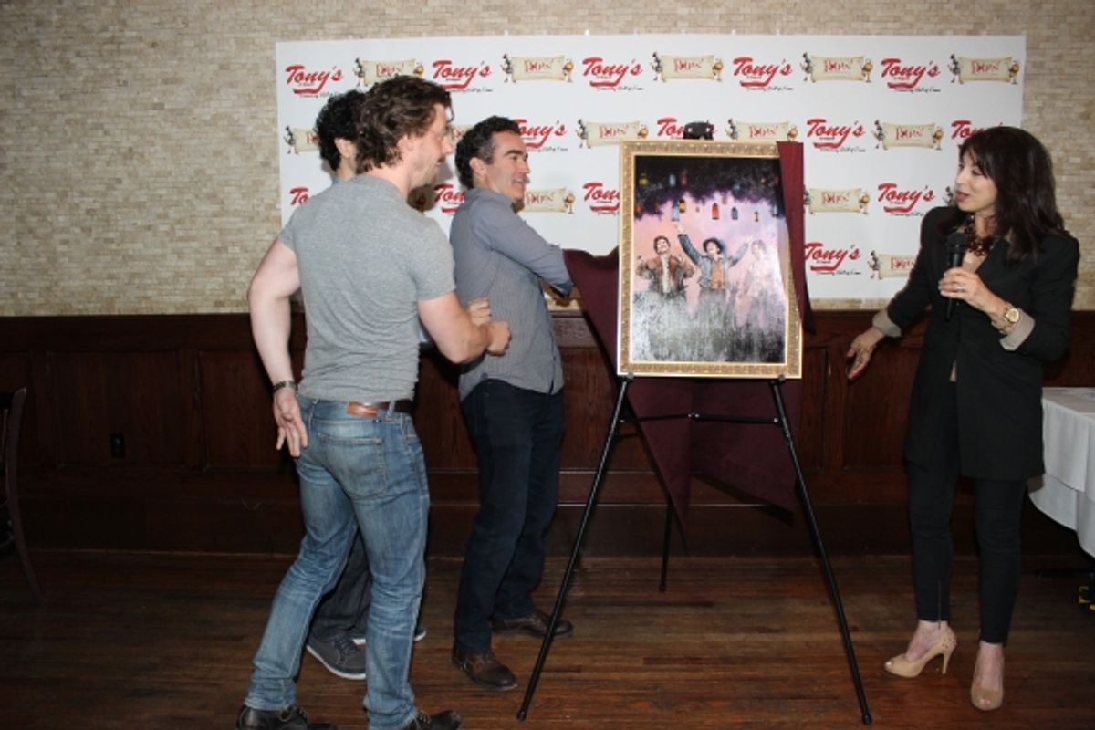 Christian Borle, John Cariani and Valerie Smaldone at 