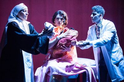 Marian Licha as Sister Sonia, Gabriela Fernandez-Coffey as Fabiola Castillo and Oscar Photo