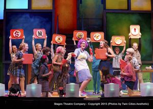 Brittany Parker as MRS GUTZMAN with the cast of  Junie B. Jones the Musical at Stages Photo