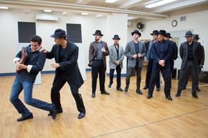 Michael Williams, Jeff Brooks, and the cast of BULLETS OVER BROADWAY Photo