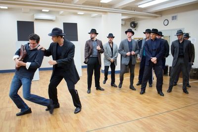 Michael Williams, Jeff Brooks, and the cast of BULLETS OVER BROADWAY Photo