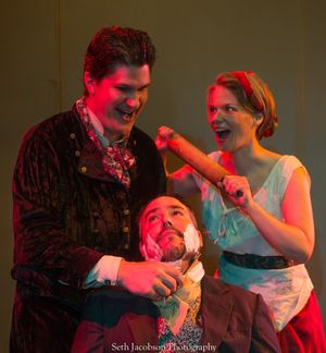(Clockwise from top left) Jason Shealy as Sweeney Todd, Eden Casteel as Mrs. Lovett,  Photo