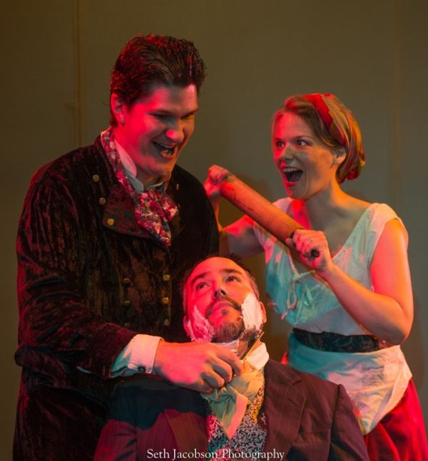 (Clockwise from top left) Jason Shealy as Sweeney Todd, Eden Casteel as Mrs. Lovett,  Photo