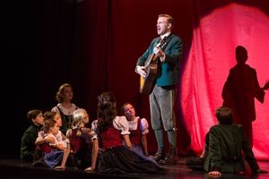 Ben Davis, who plays Captain von Trapp, with Kerstin Anderson, who plays Maria Rainer, and the von Trapp children @ BroadwayWorld Ben Davis, who plays Captain von Trapp, with Kerstin Anderson, who plays Maria Rainer Photo