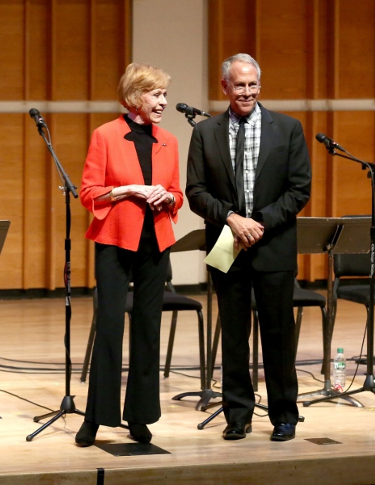 Carol Burnett and Phillip Himberg speak at Burnett''s play HOLLYWOOD ARMS, back onstage after 15 years. at 