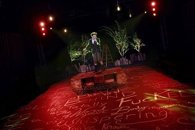 Austyn Myers (Moritz, center) in ''I Don''t Do Sadness'' in SPRING AWAKENING. Photo