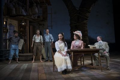 Aaron Himelstein (Caleb Trask), Casey Thomas Brown (Aron Trask), ensemble member Tim  Photo